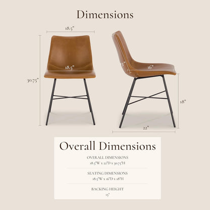 Counter Stool 24 Inches - Counter Height Bar Stools Set of 2 - Sturdy Kitchen Stools with Backs - Comfortable Bar Chair - Modern Countertop-High Chairs, Kitchen Island Barstools – Brown